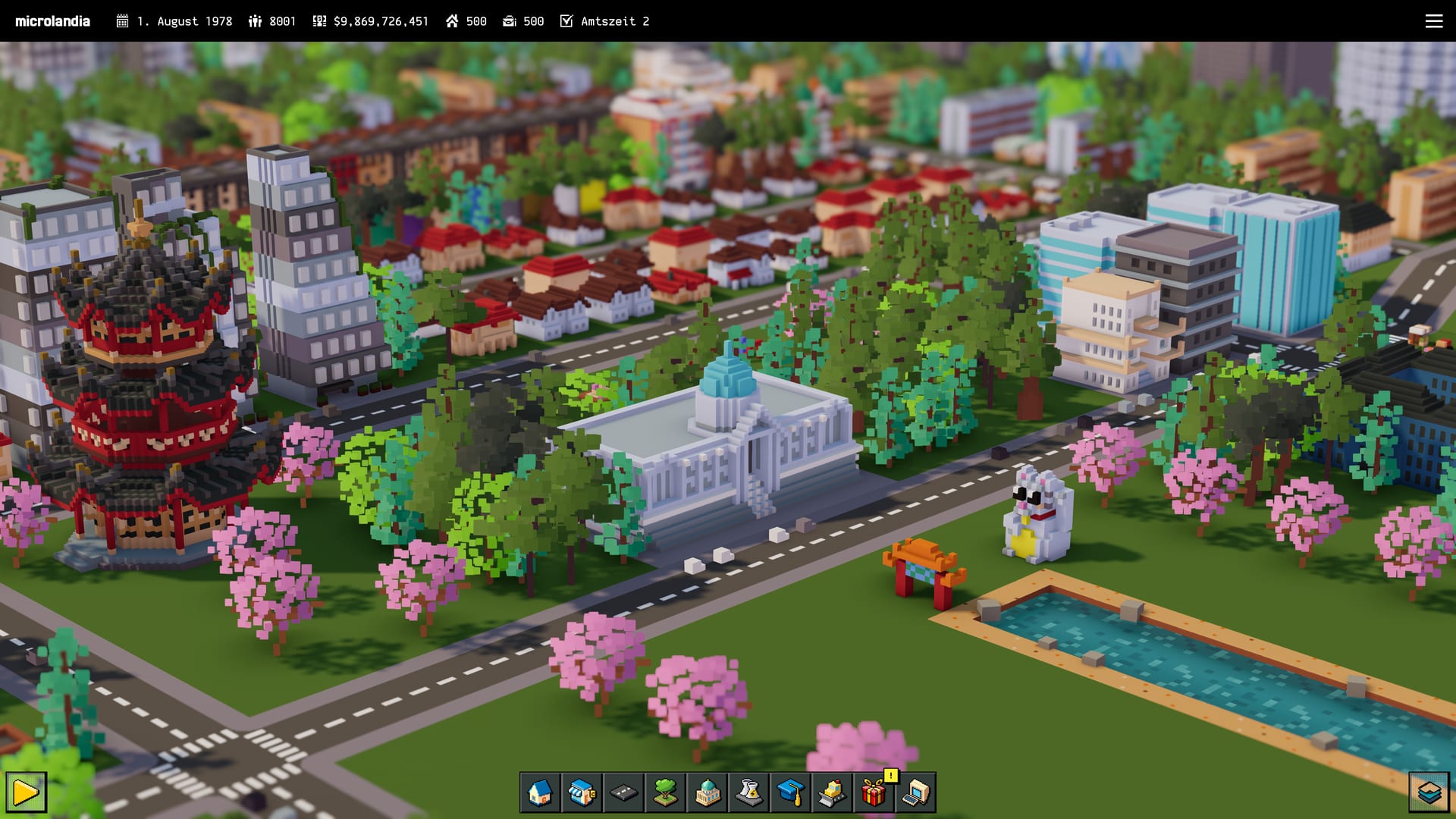 Civic center of the city where the Civic Hall is and a nice park