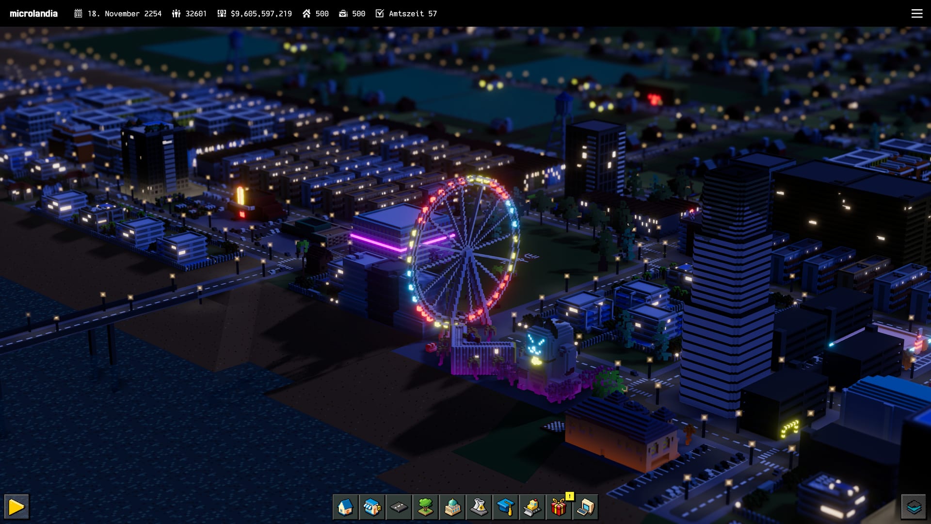 The marina waterfront after dark